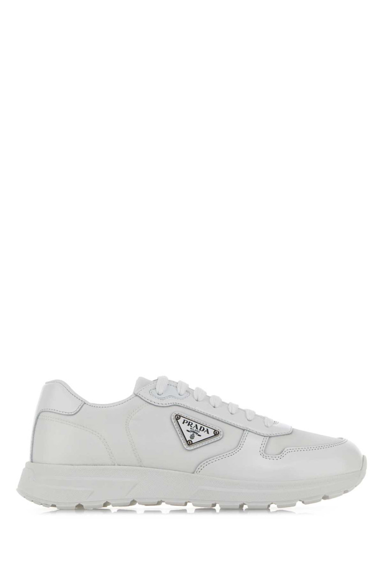 Prada Nylon And Leather Low-top Sneakers In White