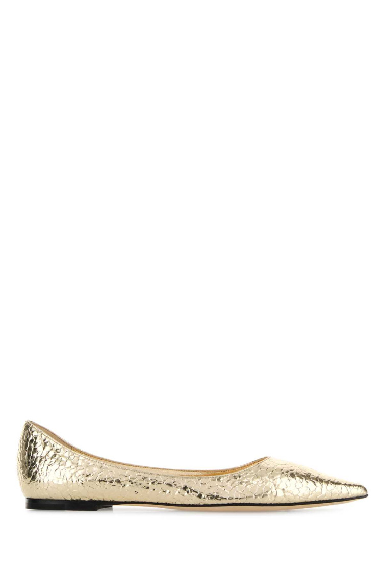 Jimmy Choo Golden Leather Ballet Flats In Gold