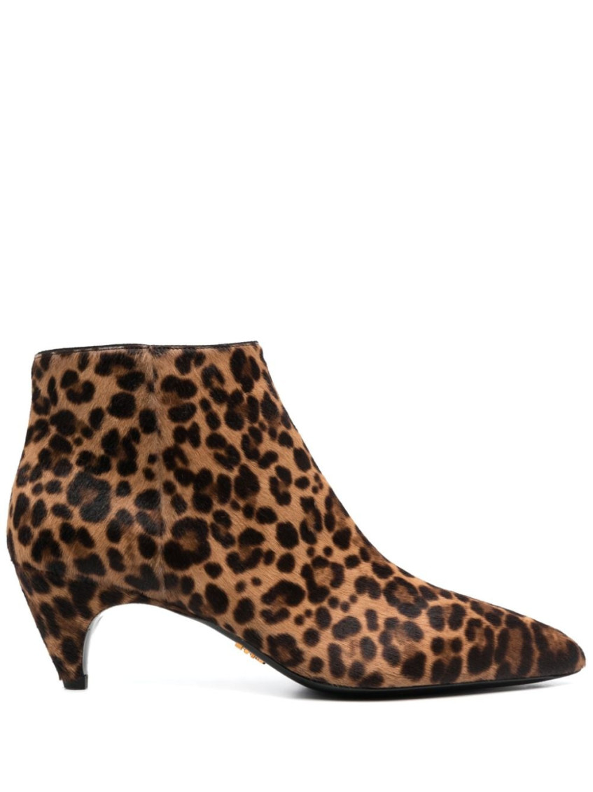 Prada 60 Leopard Print Ankle Boots In Multi