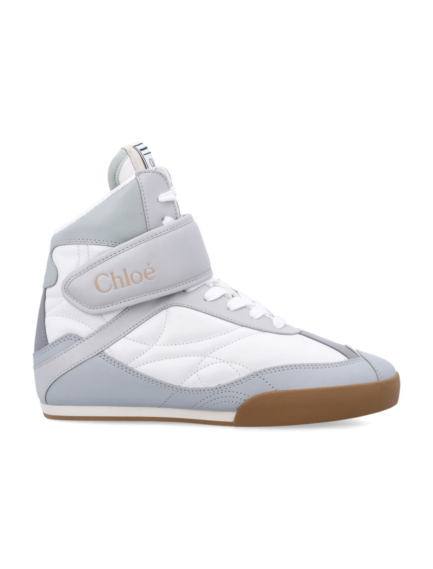 Chloé Almond Toe High-top Sneaker With Quilted Panels In Light Blue