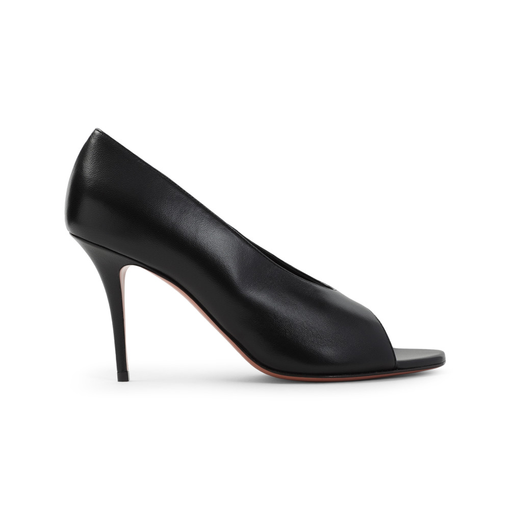 Amina Muaddi Black Slip On Pumps In Black