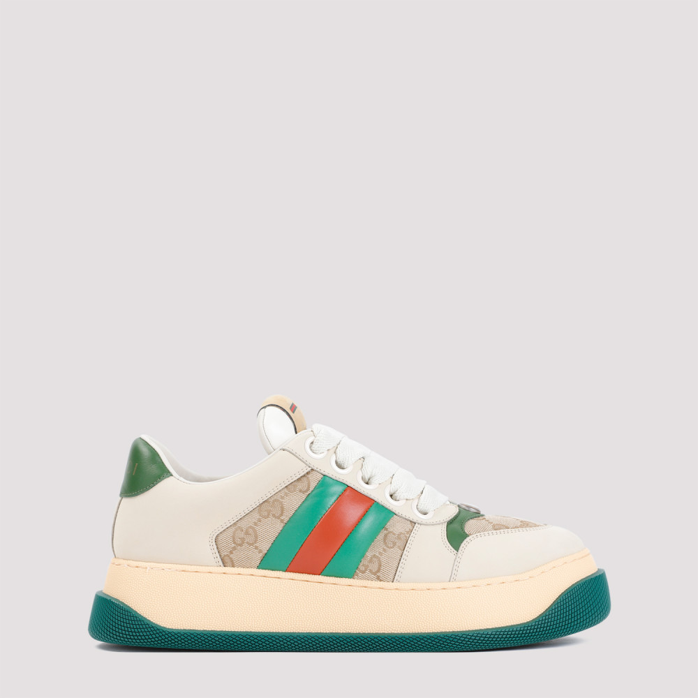 GUCCI BEIGE SCREENER LEATHER SNEAKERS