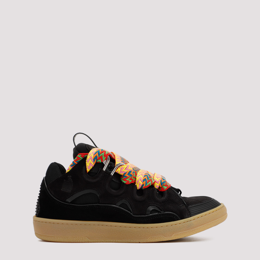 Shop Lanvin Black Suede Sneakers