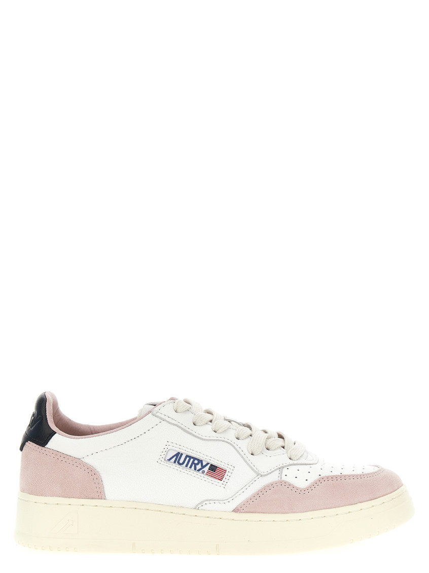 Autry Low Sneaker With Contrast Panels And Perforated Detailing In White