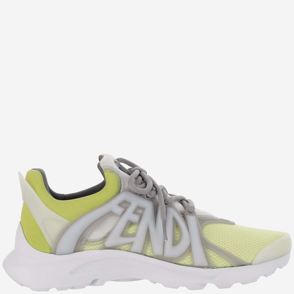 Fendi Light Yellow Lace Up Sneakers