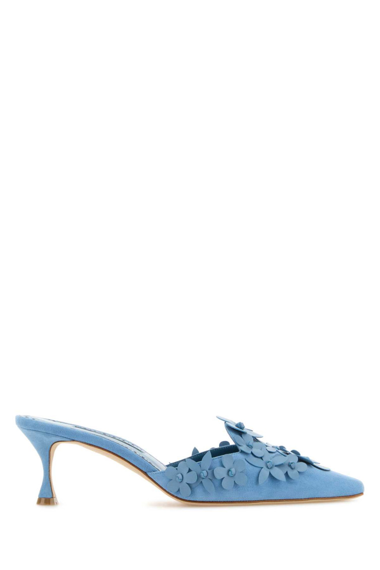 Manolo Blahnik Blue Pointed Toe Mules
