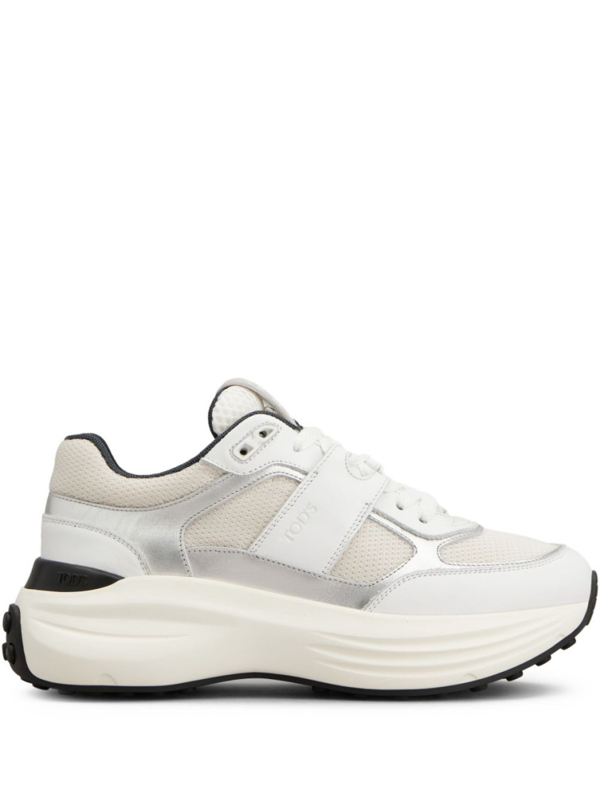 Tod's White Low Top Sneakers With Maix Logo Lettering On The Tongue In White