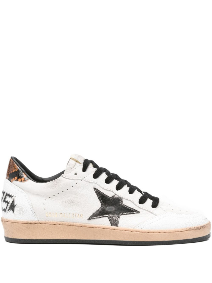 Golden Goose Ball Star Sneakers In White Leather In White