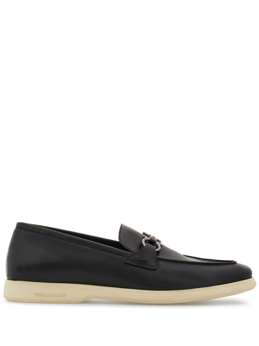Ferragamo Gancini Leather Loafers In Multi