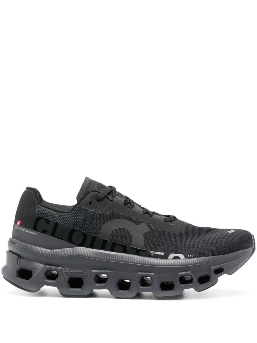 On Running Cloudmonster Technical Fabric Sneakers With Perforated Rubber Sole In Black