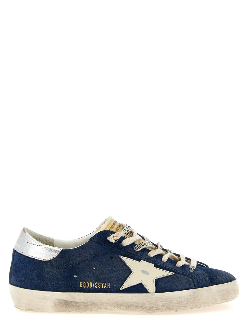 Golden Goose Super-star Suede Upper And Toe Foam Tongue Leather Star Laminated Heel Sneakers Blue In Blue