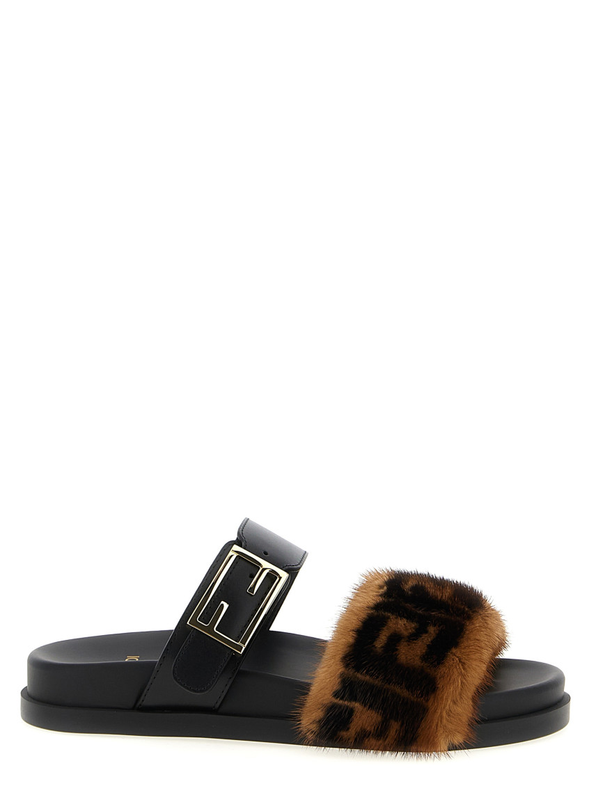 Fendi Multicolor Logo Slides In Multi