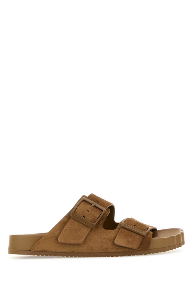Balenciaga Sunday Suede Sandals In Brown