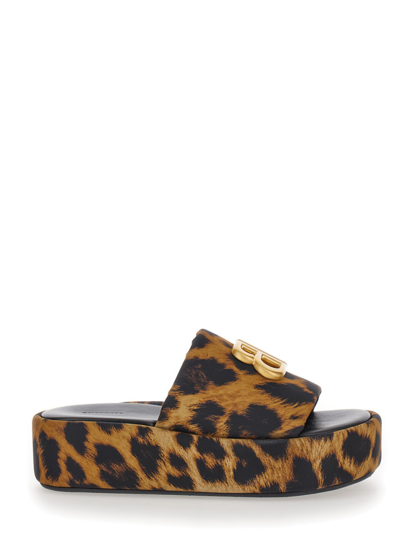 Shop Balenciaga Leopard Print Bb Logo Sandals