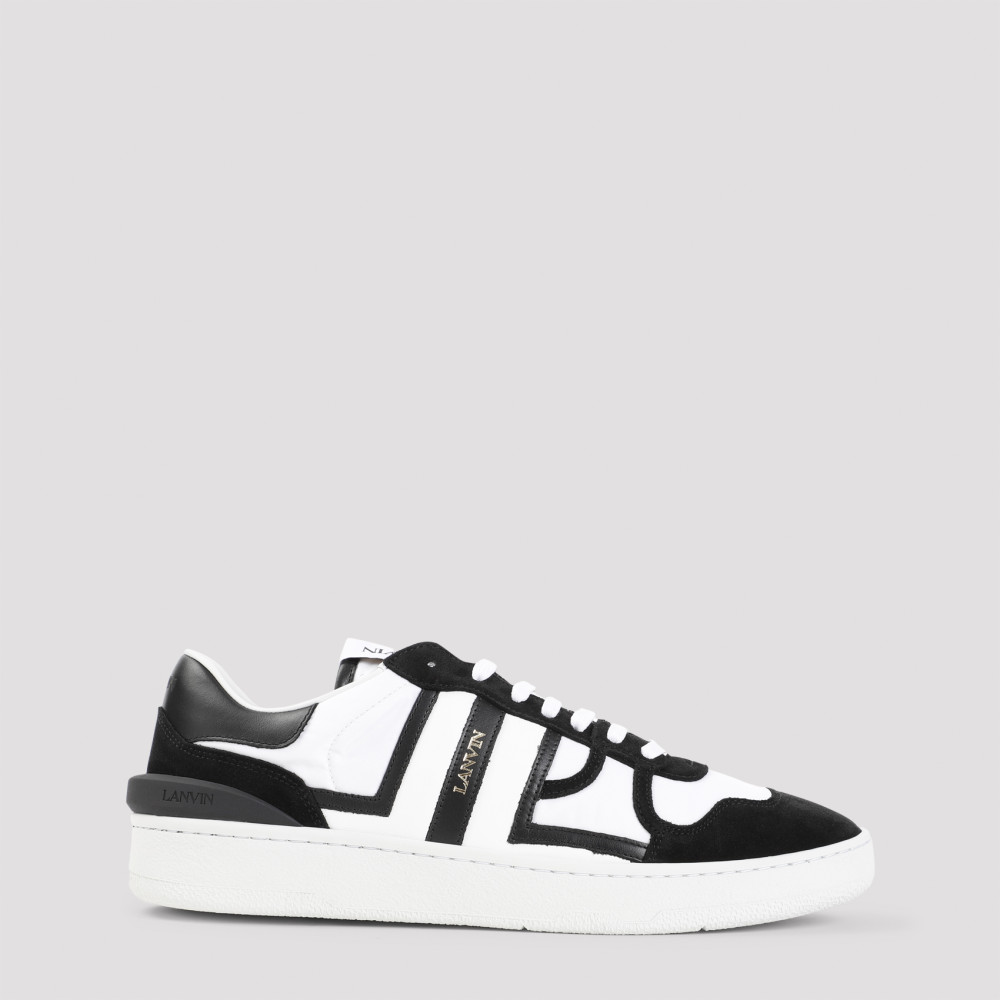 Shop Lanvin White Black Lace Up Sneakers