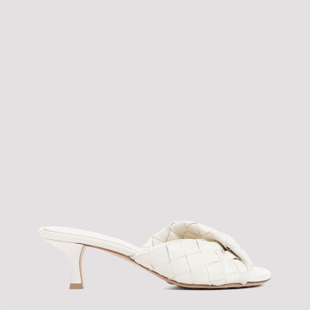 Bottega Veneta Blink 50 Intrecciato Leather Mules In White