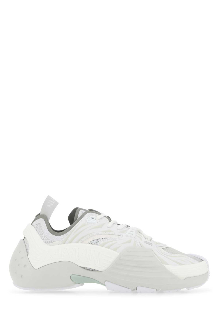 Lanvin Flash-x Mesh Upper Sneakers With Textured Panels In White