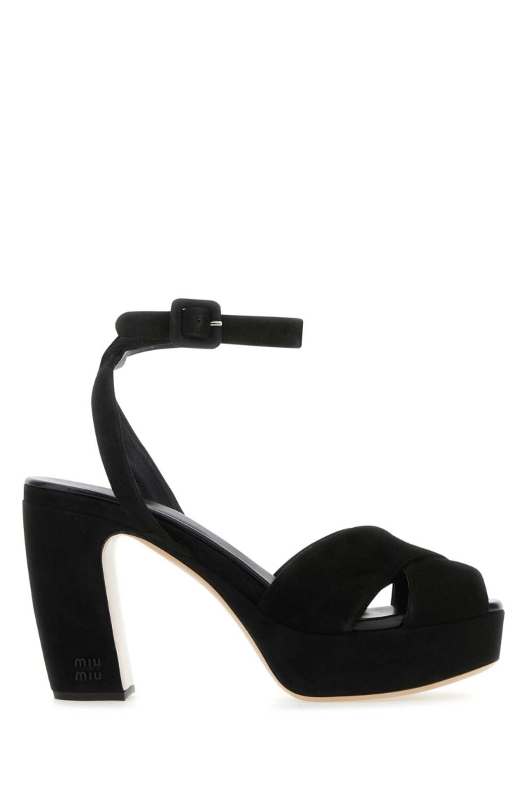 Shop Miu Miu Black Ankle Strap Heels