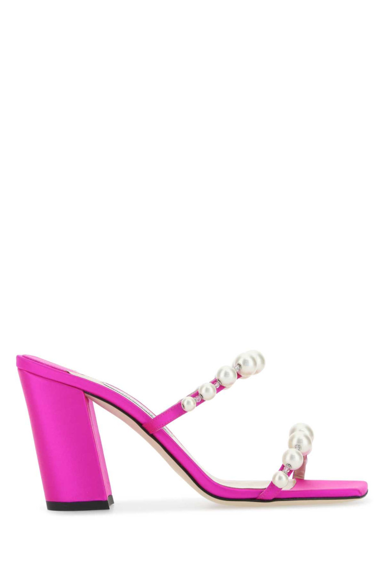 Jimmy Choo Amara Satin 85mm Sandals In Fuchsia