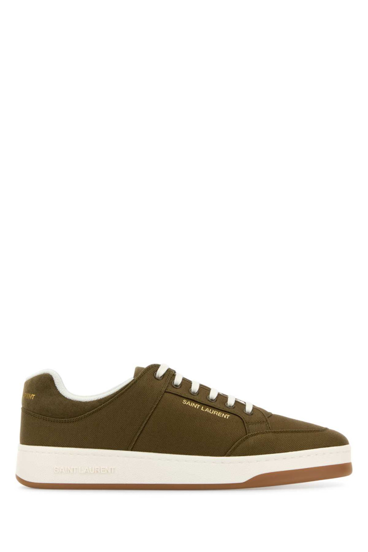 Saint Laurent Sneakers Sl/61 In Gabardine Verde Militare Uomo In Olive