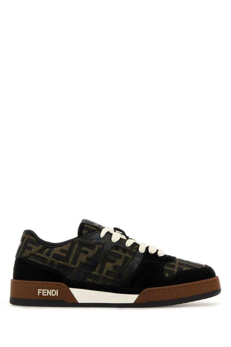 Fendi Match Low-top Ff Jacquard Fabric And Suede Sneakers In Brown