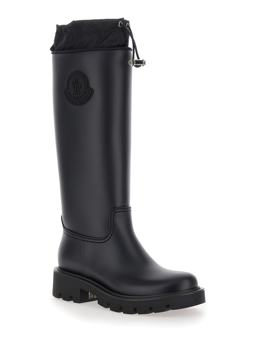 Moncler Rubber Kickstream Boots With Drawstring In Black