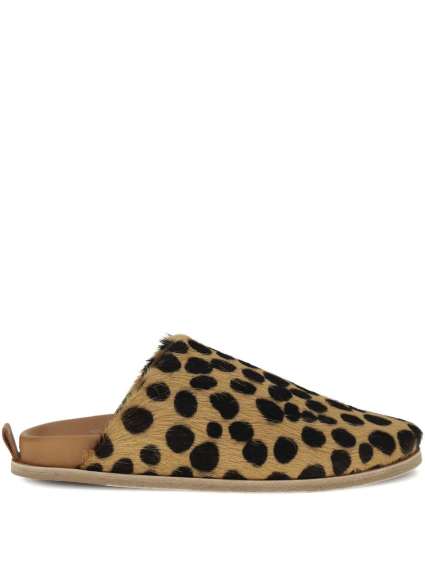 Forte Forte Animal Print Backless Pony Hair Slippers In Animal Print