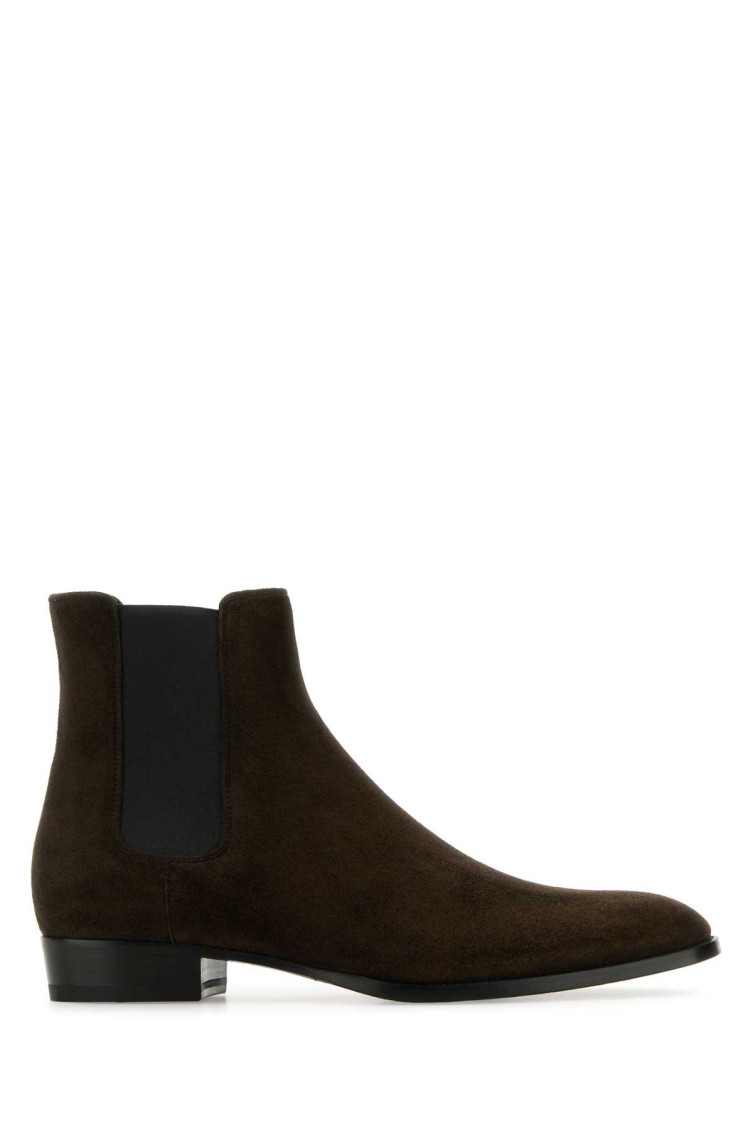 Saint Laurent Dark Brown Chelsea Boots In Dark Brown