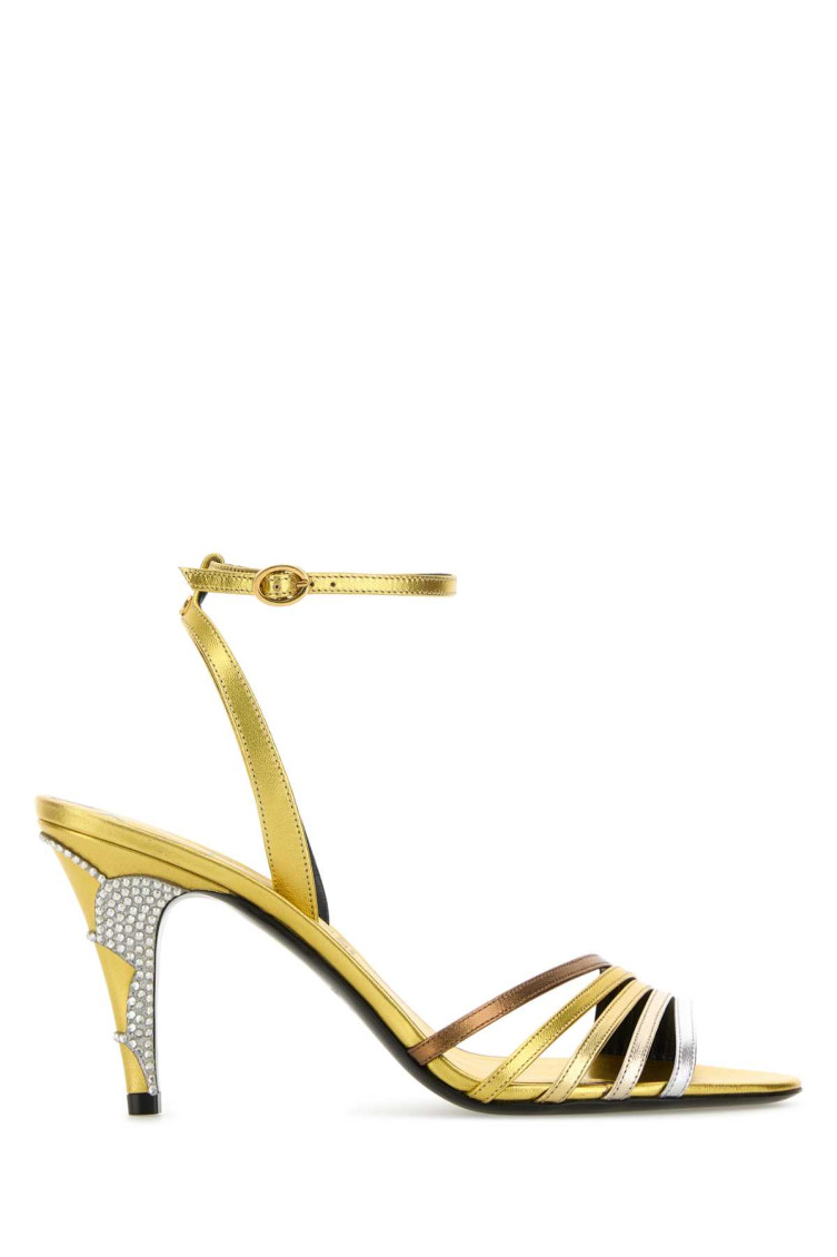 Valentino Ladycrush 85 Crystal-embellished Metallic Leather Pumps In Multicolor