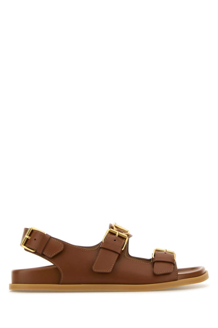Valentino Brown Leather Sandals In Brown