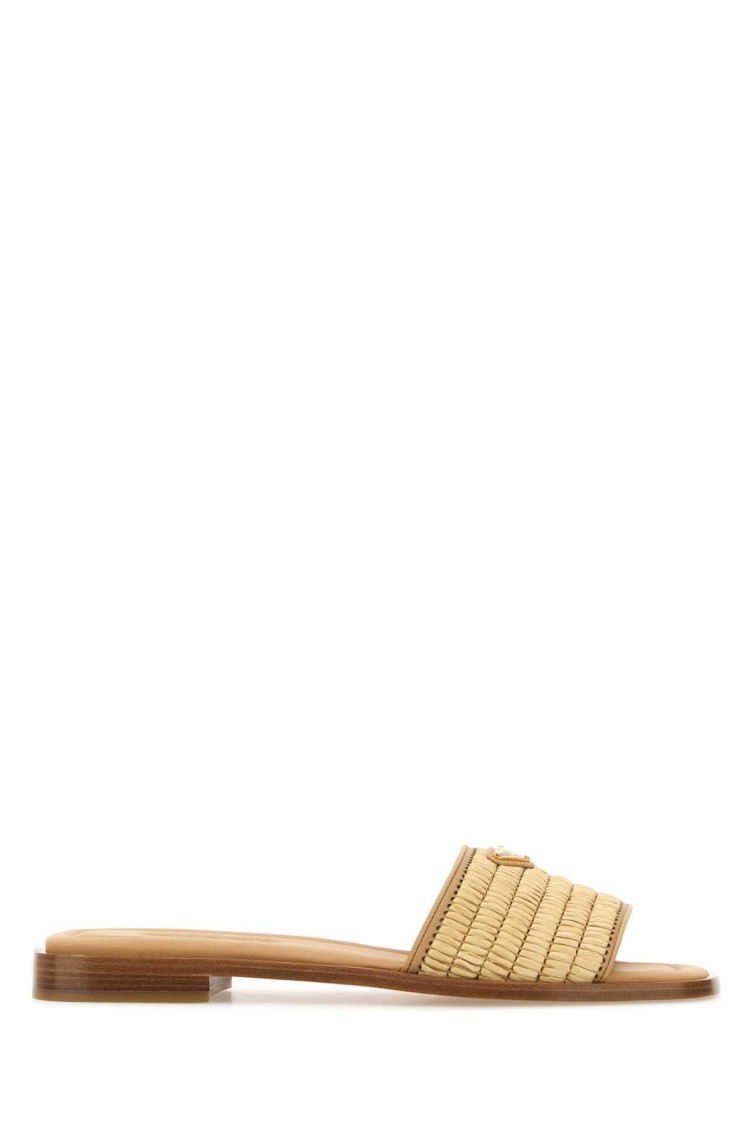 Prada Beige Slip On Sandals In Beige
