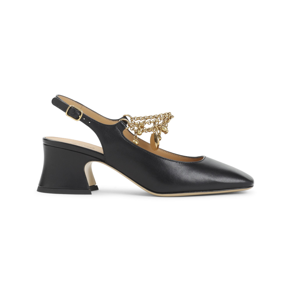 Chloé Charms 55 Chain-embellished Leather Pumps In Black