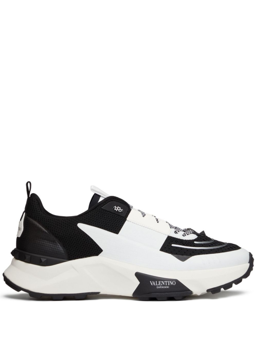 Valentino Garavani True Act Low Top Trainer In Mesh And Rubberised Fabric In Animal Print
