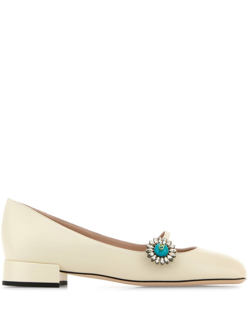 Valentino Garavani Off White Leather Ballet Flats