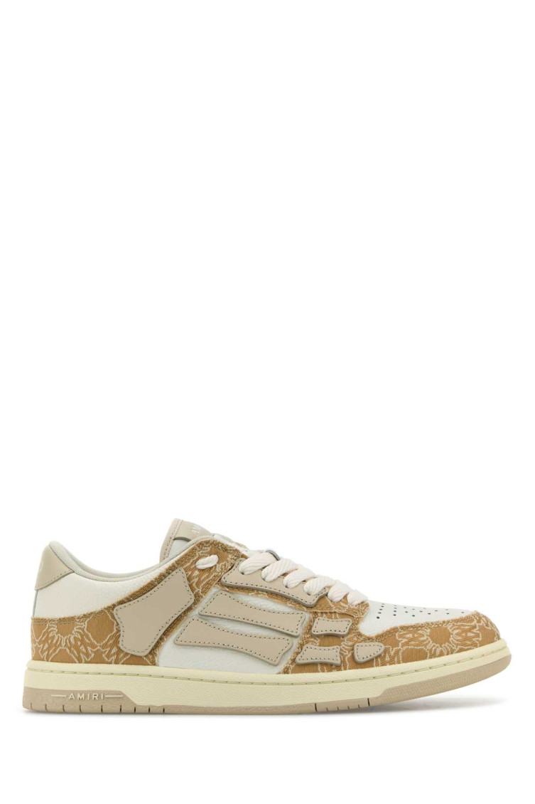 Amiri Leather And Fabric Skel Sneakers With Contrast Panels In Brown