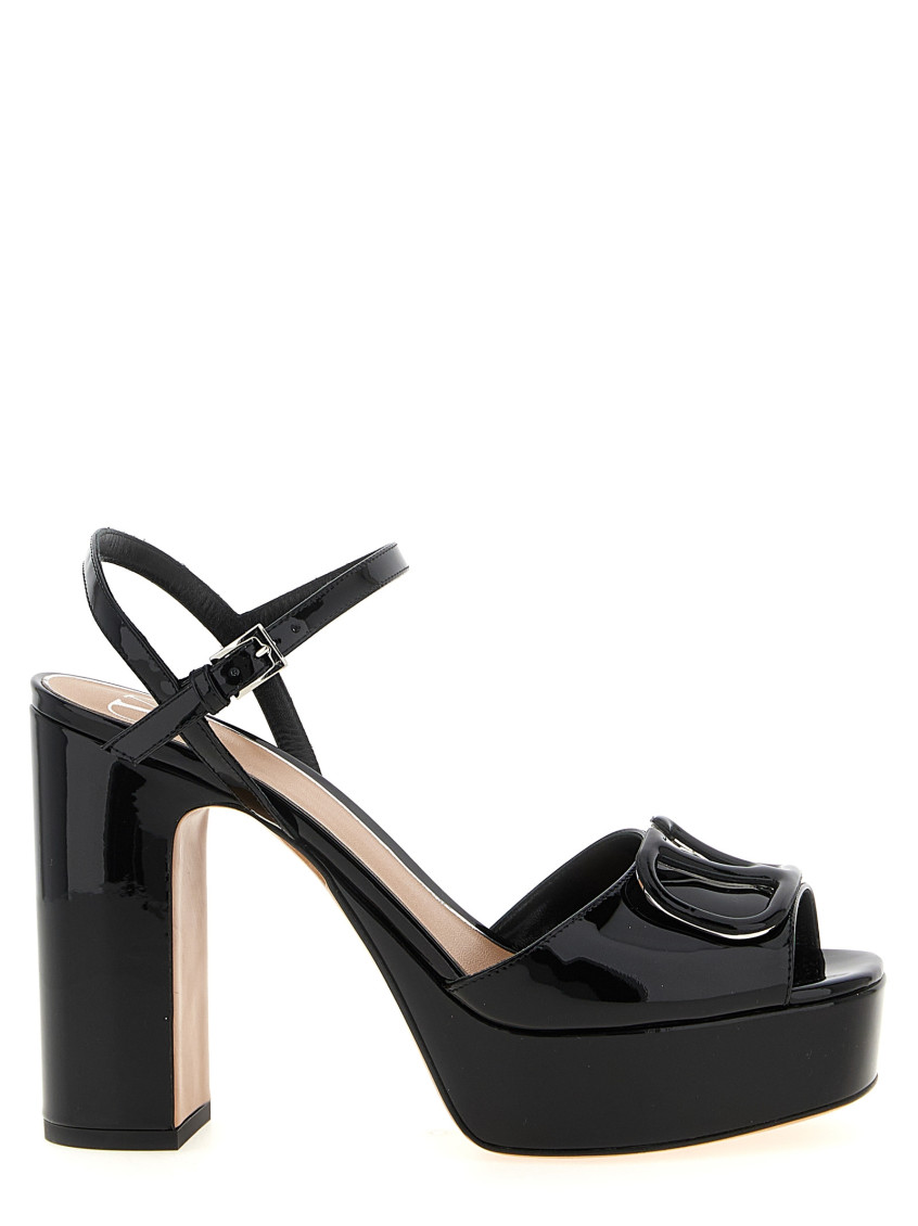 Valentino Vlogo 115 Patent Platform Sandal In Black