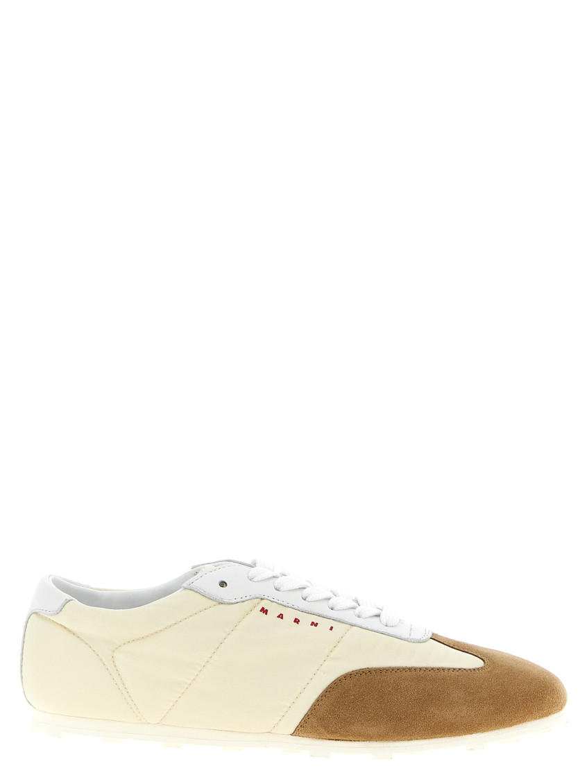 Marni Softy Soccer Suede-detail Leather Sneakers In White