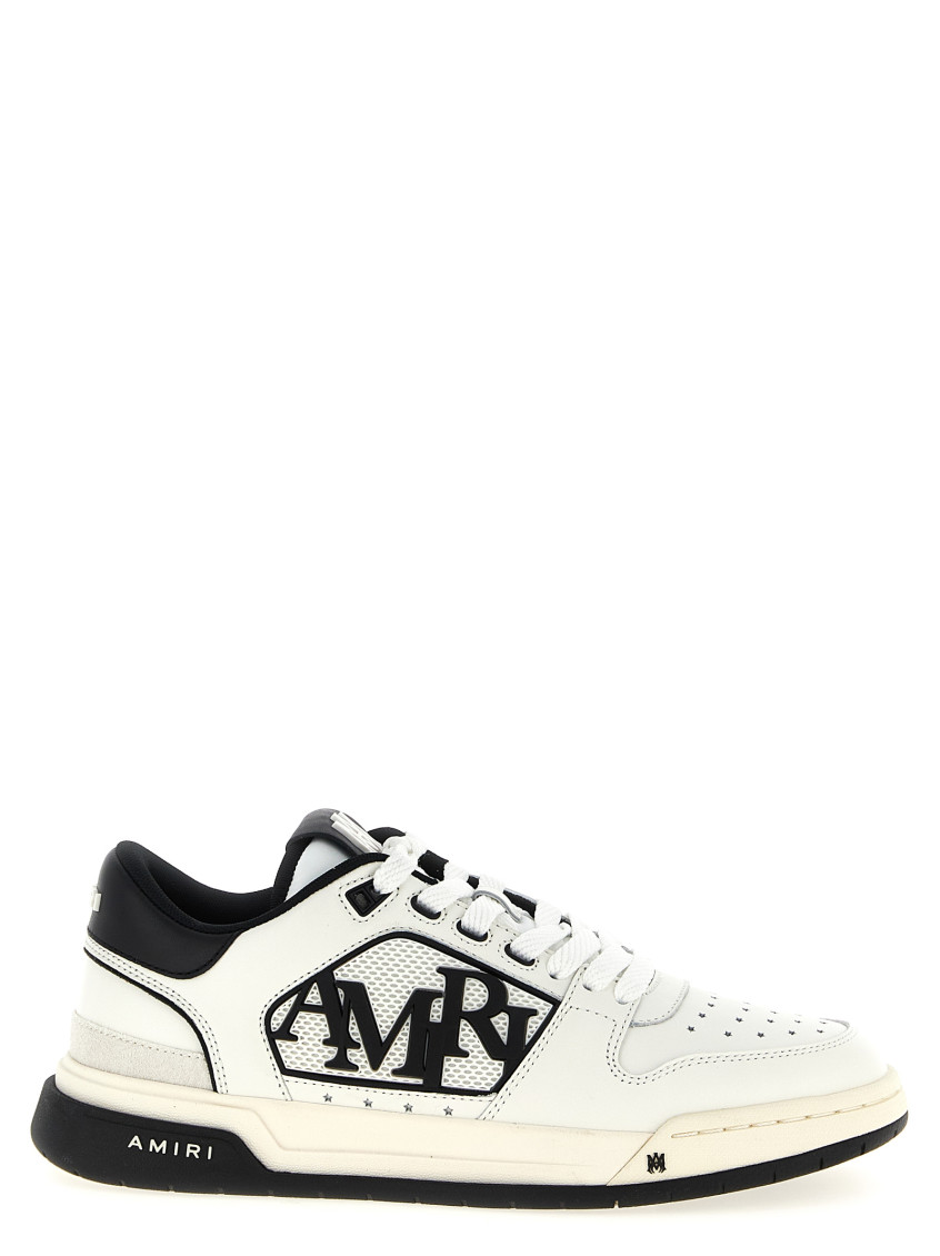 Amiri White Low Top Sneakers With Logo Patch On The Side And Contrasting Heel With Logo Lettering In Multi
