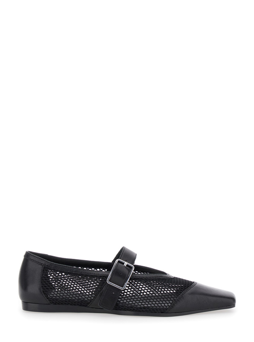 Vagabond Wioletta Buckle-fastening Mesh Ballet Flats In Black