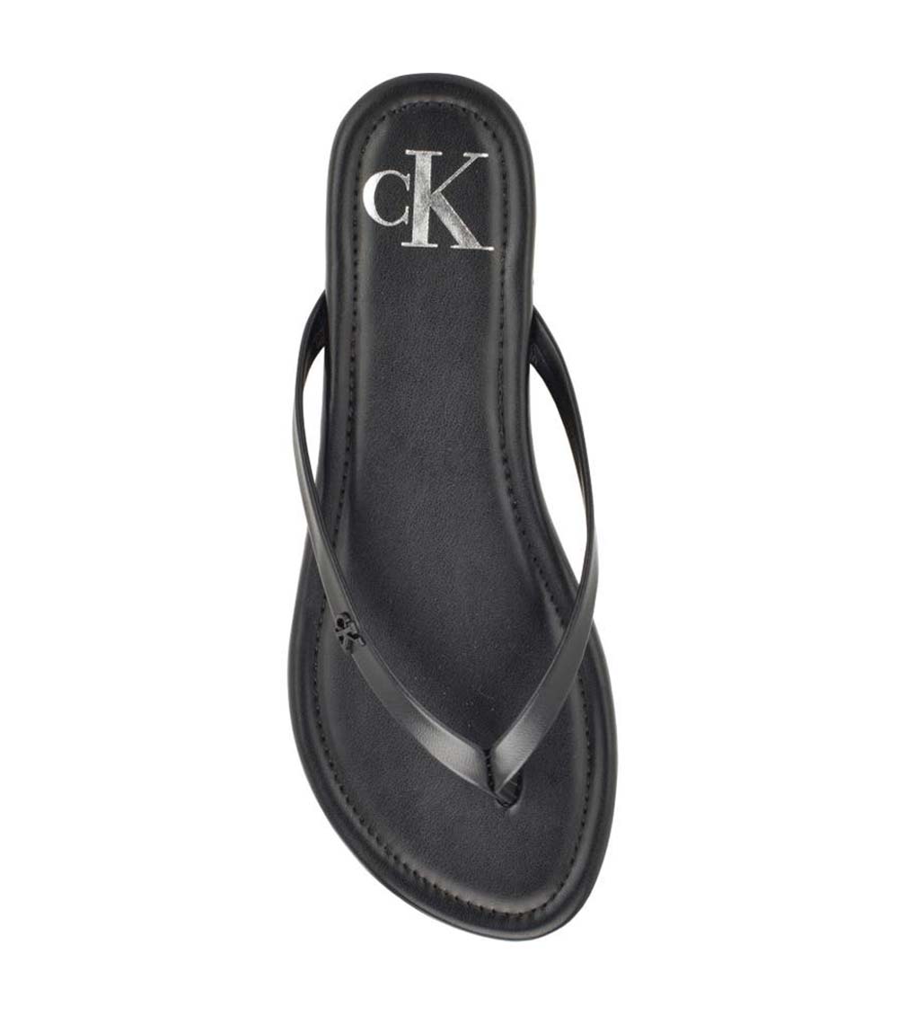 Womens black Calvin Klein Jeans Logo Thong Sandals | Soletrader