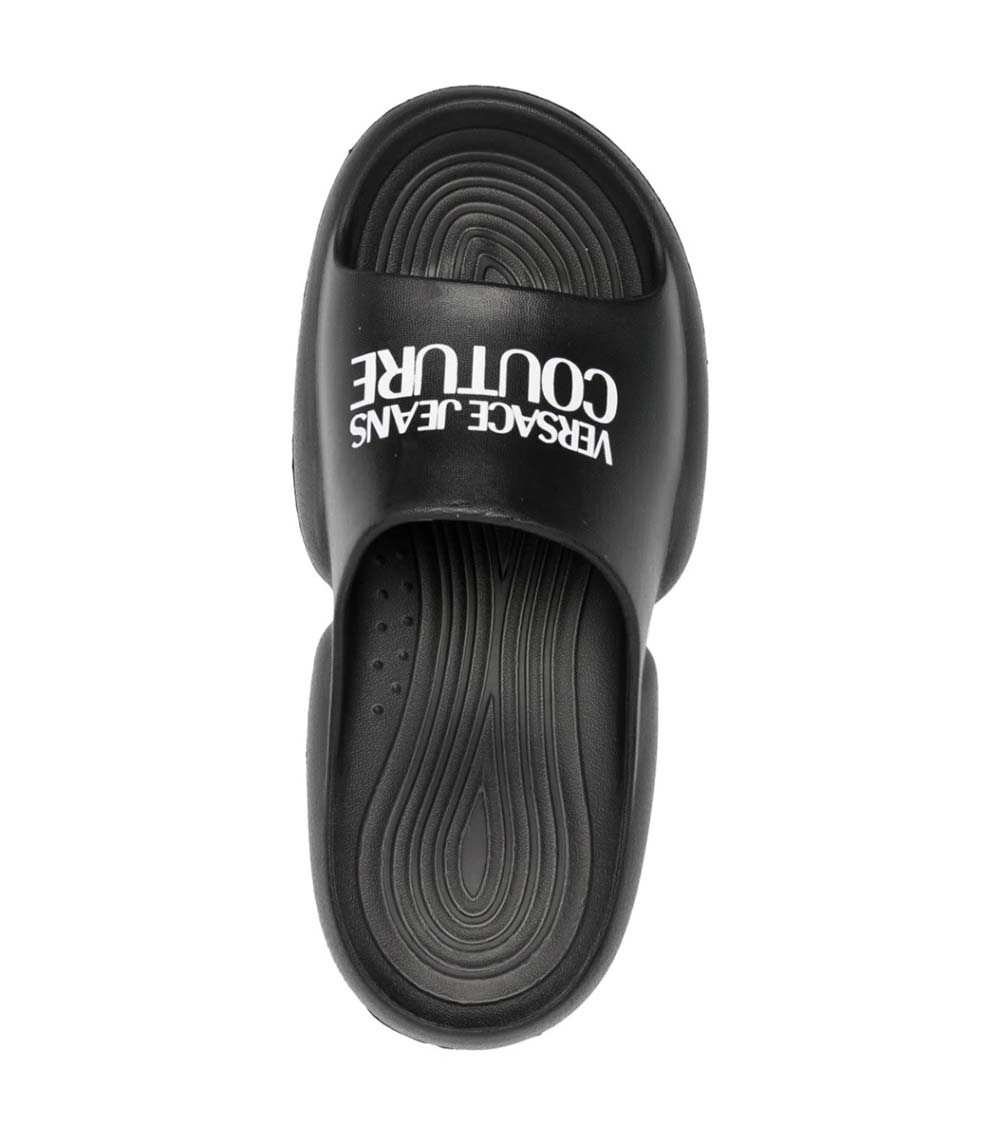 Versace Jeans Couture Black Logo Rubber Slides for Women Online