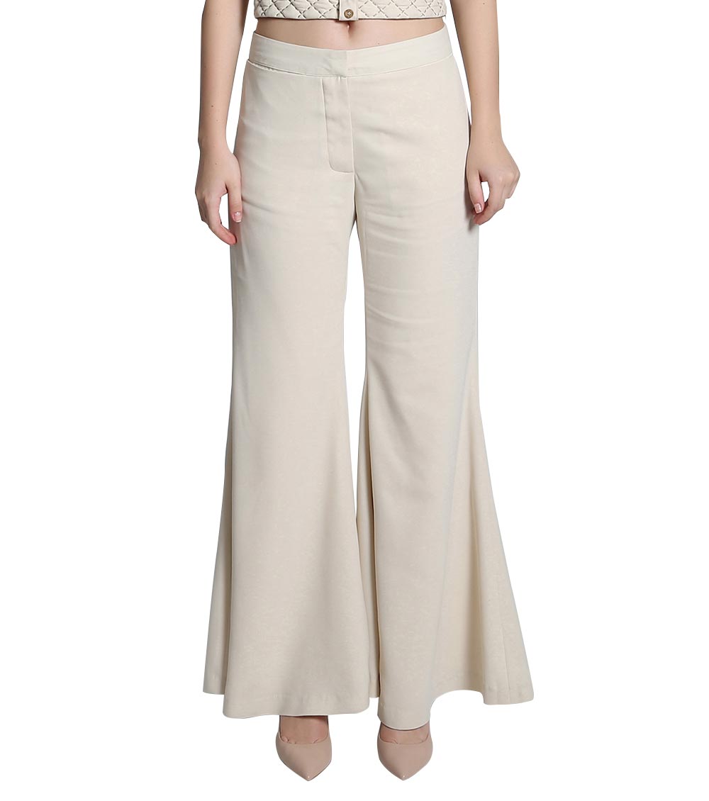 Beige Flare Pants