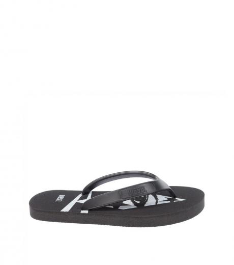 Buy Diesel Little Girls Black White Logo Slippers at Redfynd