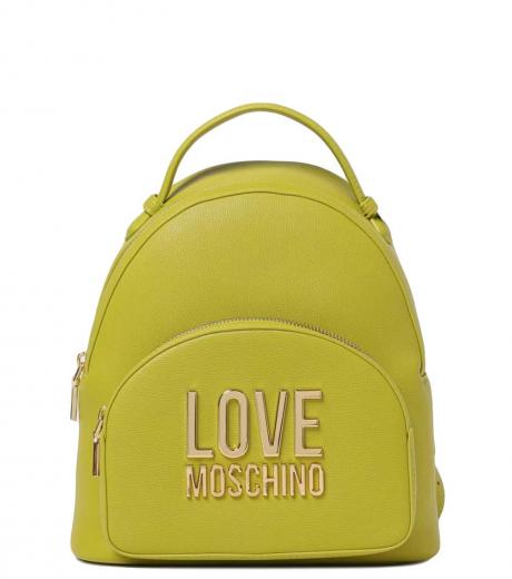 Love Moschino Green Golden Logo Small Backpack for Women  display picture 2