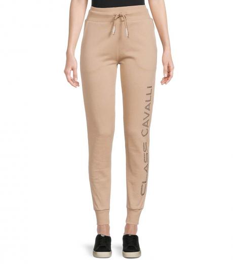 Buy Studiofit Beige Ribbed High-Waisted Joggers from Westside
