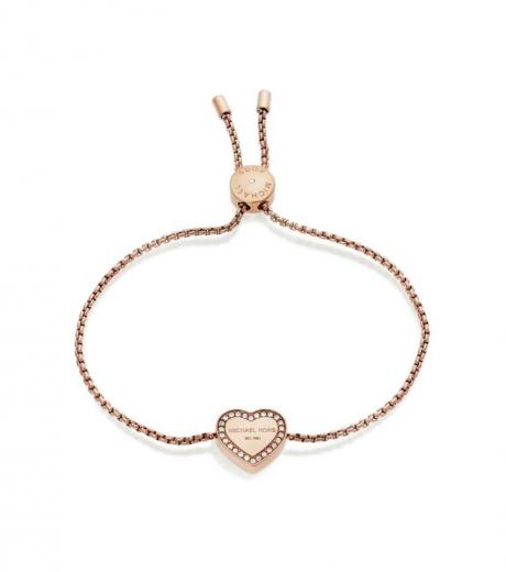 14K Rose GoldPlated Sterling Silver Pavé Heart Charm Bracelet  Michael  Kors