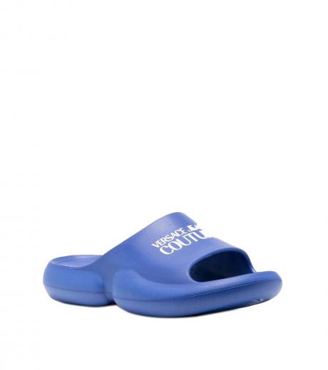 Buy Versace Jeans Couture Blue Rubber Slip On Slides at Redfynd