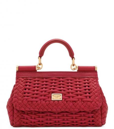 Buy DOLCE & GABBANA Sicily Large Raspberry Pink Leather Bag Online in India  