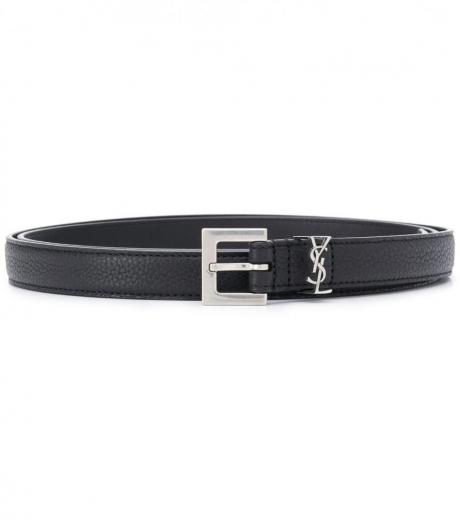 Alexander McQueen Black T-bar Buckled Logo Engraved Belt for