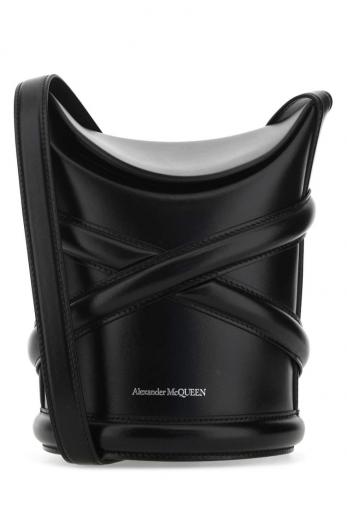 Alexander Mcqueen Curved Mini Pouch With Natural Raffia